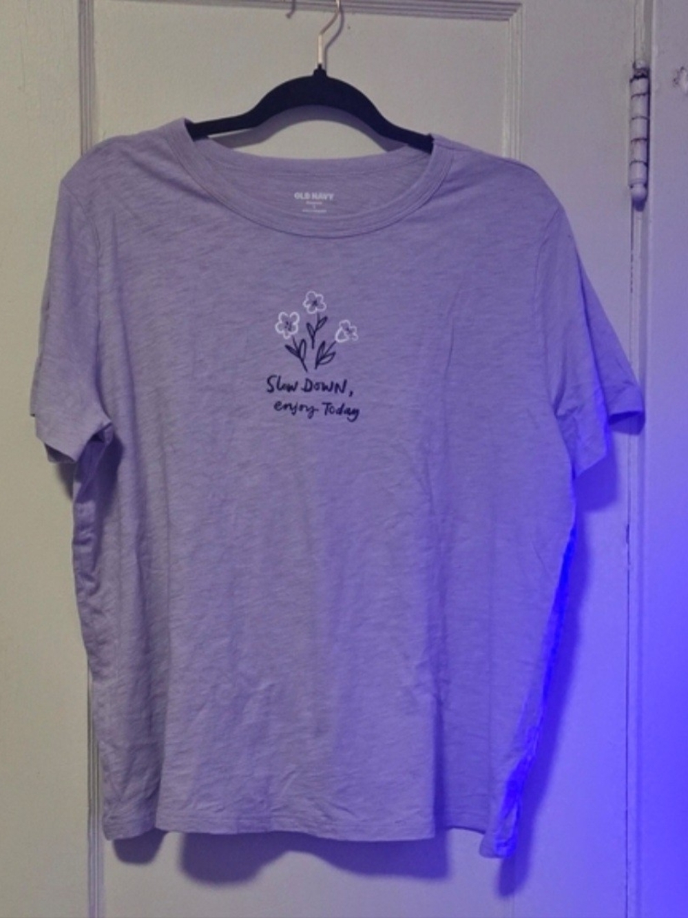 Old Navy Lavender Short-Sleeve Graphic Tee - Floral 'Slow Down'